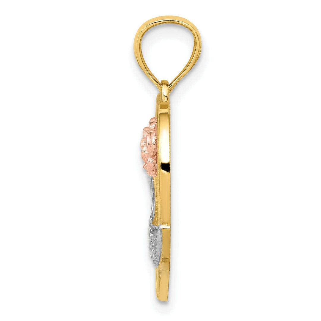 14k Two Tone Gold Grandma Heart Pendant