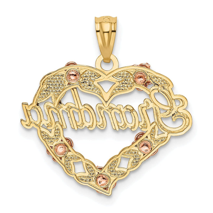 14k Two-tone Gold Rhodium Grandma Heart Pendant