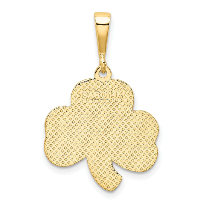 14k Yellow Gold Textured Polished Finish Trinity Design Clover Charm Pendant