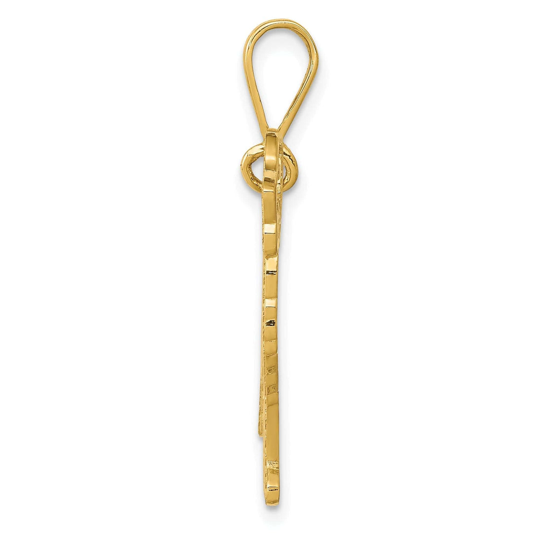 14k Yellow Gold Textured Polished Finish Golden Retriever Dog Charm Pendant