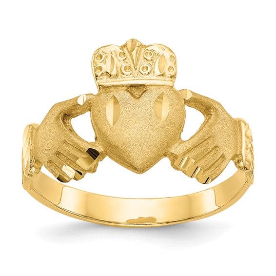 14k yellow gold D.C mens claddagh ring