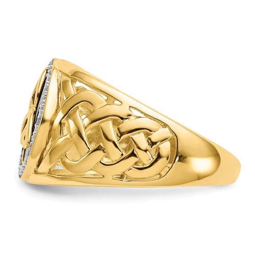 Mens Celtic 14kt gold onyx diamond ring