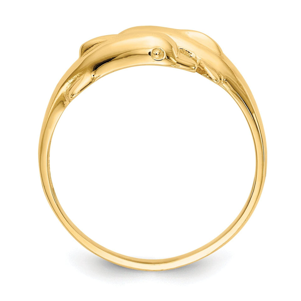 14k Yellow Gold Double Dolphin Ring