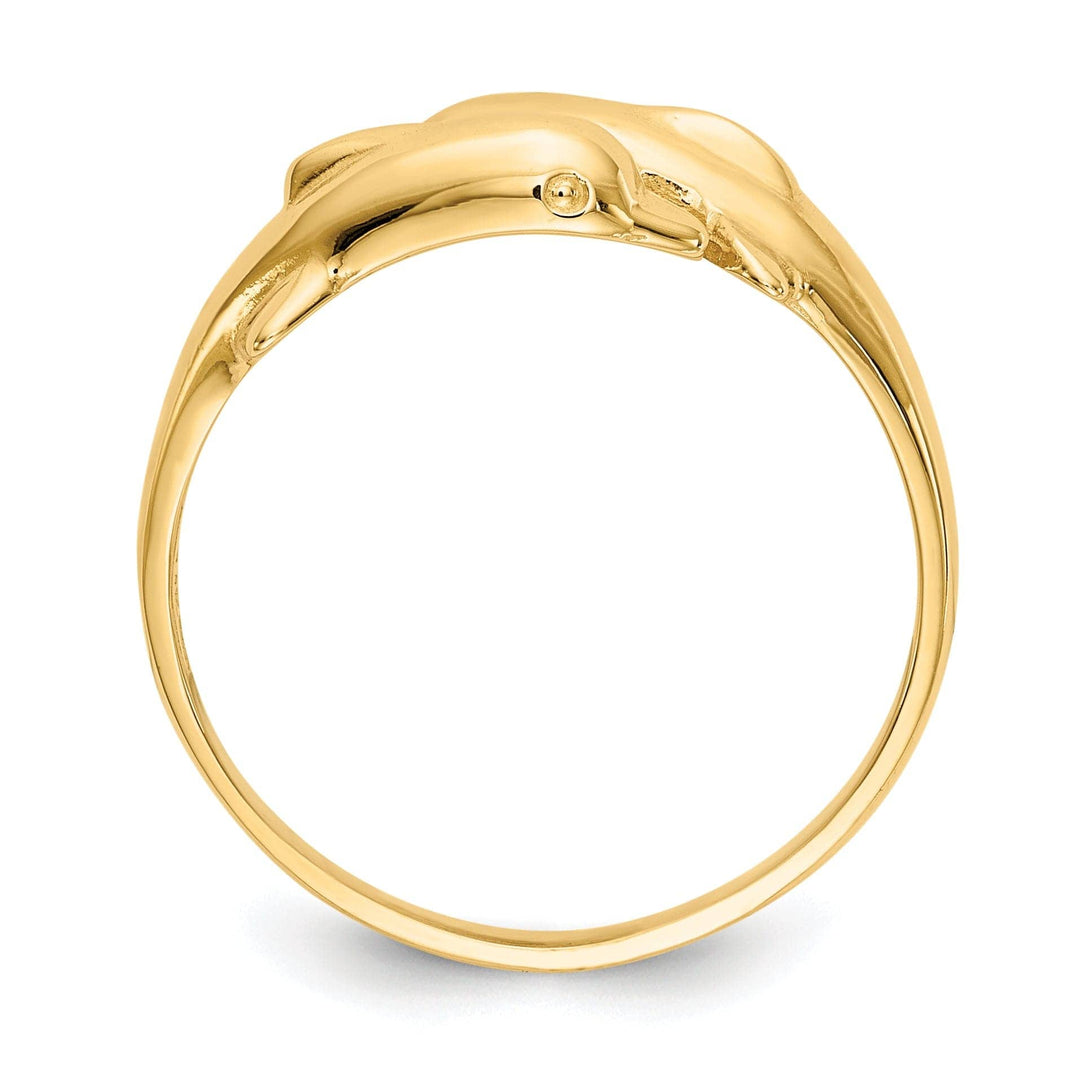 14k Yellow Gold Double Dolphin Ring