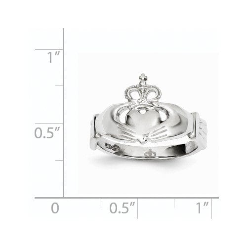 14kt white gold mens claddagh ring