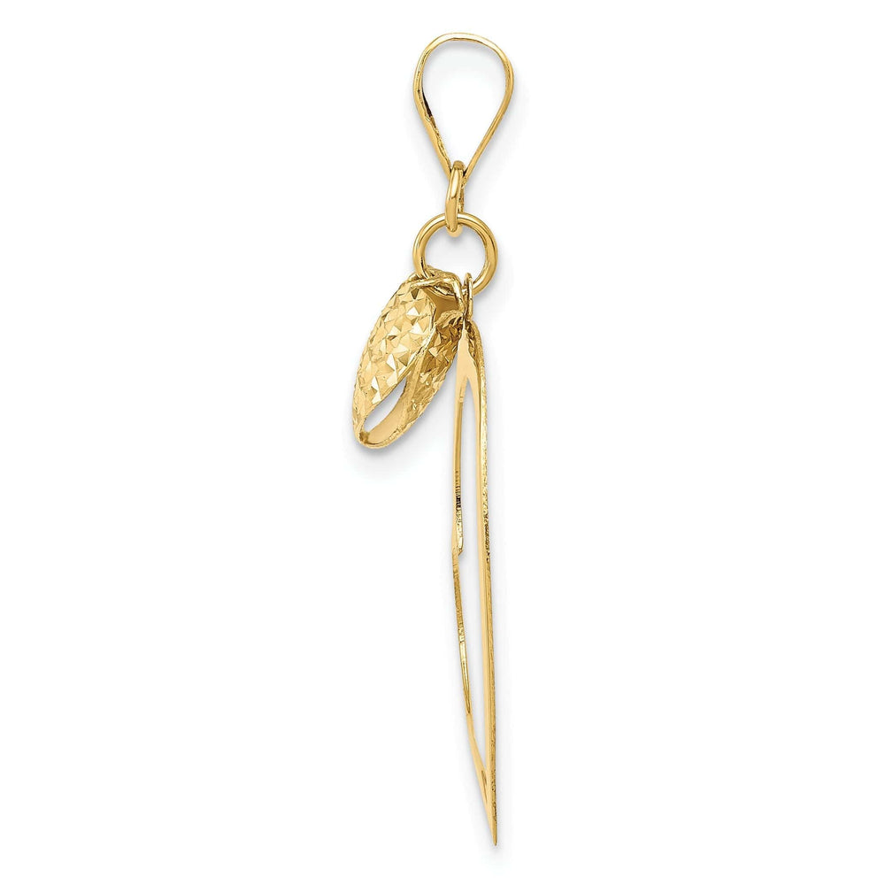 14k Yellow Gold Open Puffed Heart Pendant