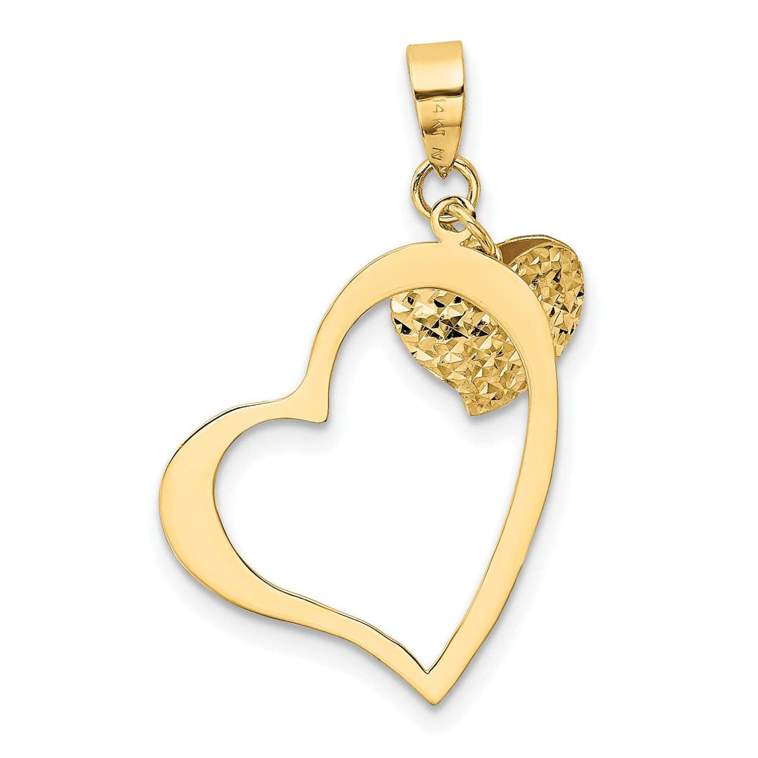 14k Yellow Gold Open Puffed Heart Pendant