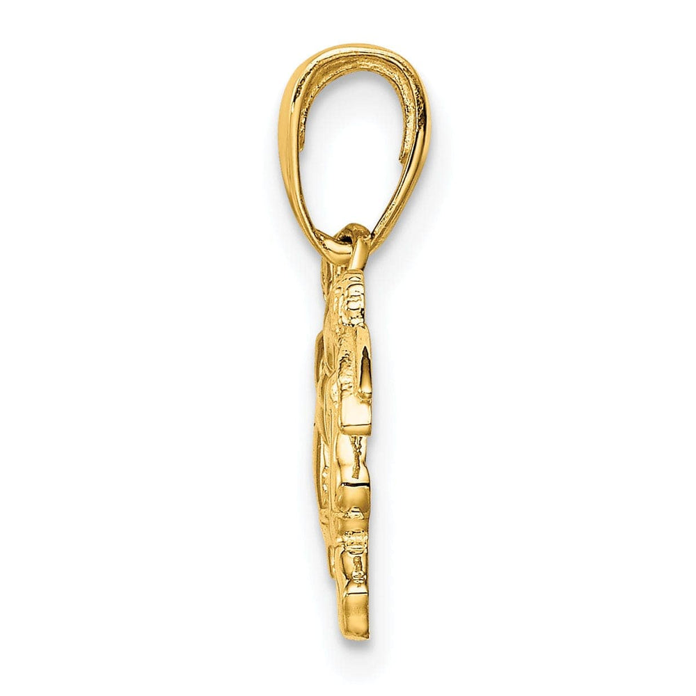 14k Yellow Gold Flying Cherubs Heart Pendant