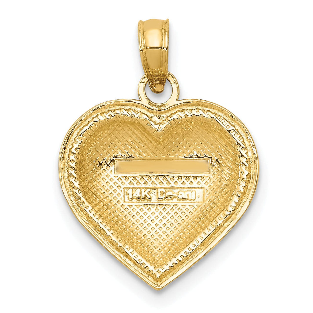14k Yellow Gold Solid Polished Finish Concave Domed Heart Shape Design Charm Pendant