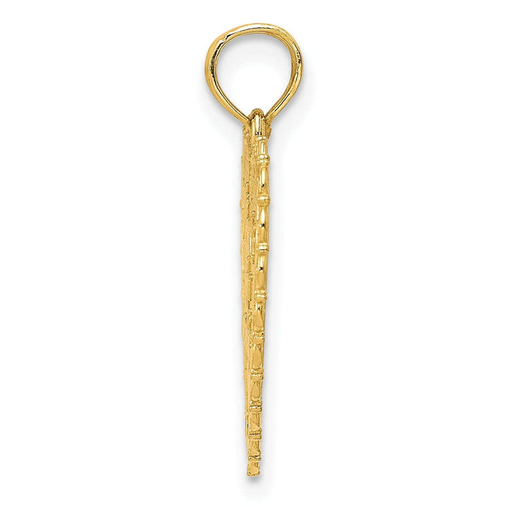 14K Yellow Gold Solid Polished Mesh Finish Reversible Heart Design FOR MY MOM/ Thanks For Everything Pendant
