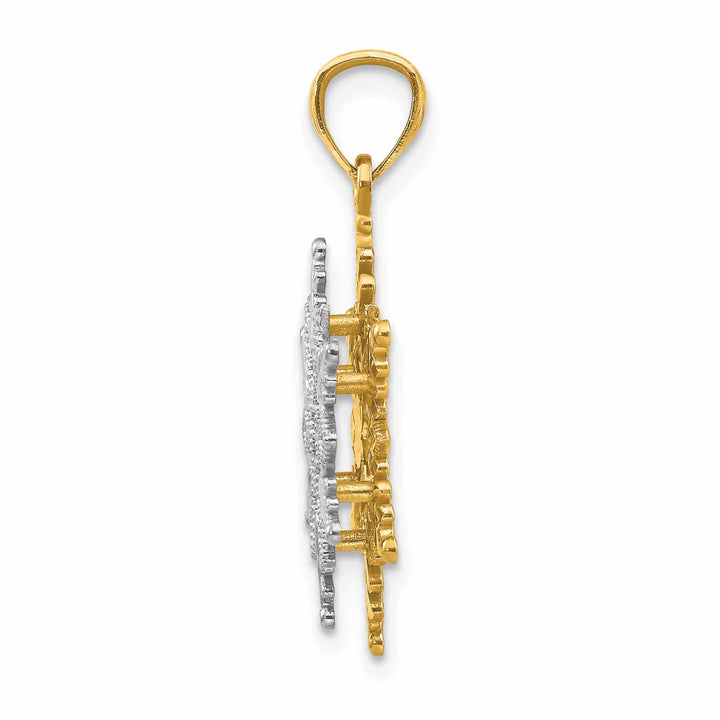 14 Two Tone Gold Open 2 Level Snowflake Pendant