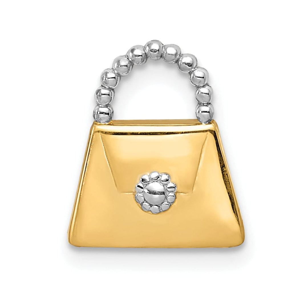 14k Two Tone Gold Purse Chain Slide Pendant