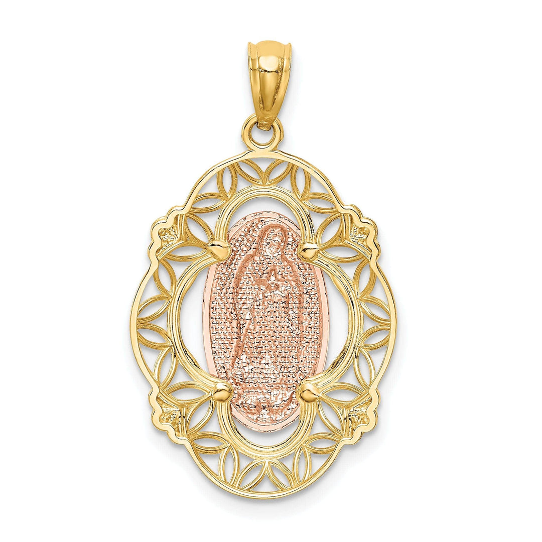 14k Tri-Color Guadalupe Medal Pendant