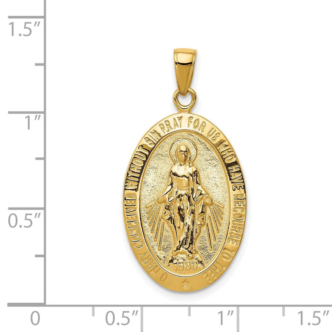 14k Yellow Gold Miraculous Oval Medal Pendant