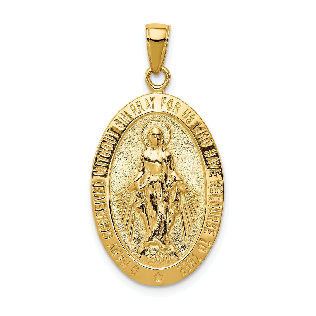 14k Yellow Gold Miraculous Oval Medal Pendant
