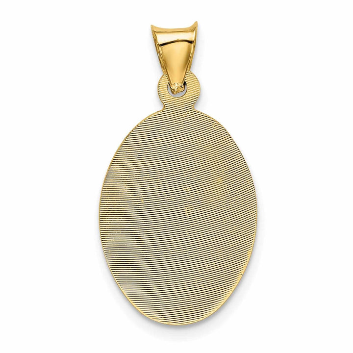 14k Tri Color Gold Baptism Oval Medal Pendant. Engraving fee $22.00.