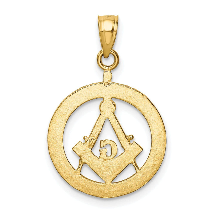 14k Yellow Gold Masonic Symbol Wreath Pendant