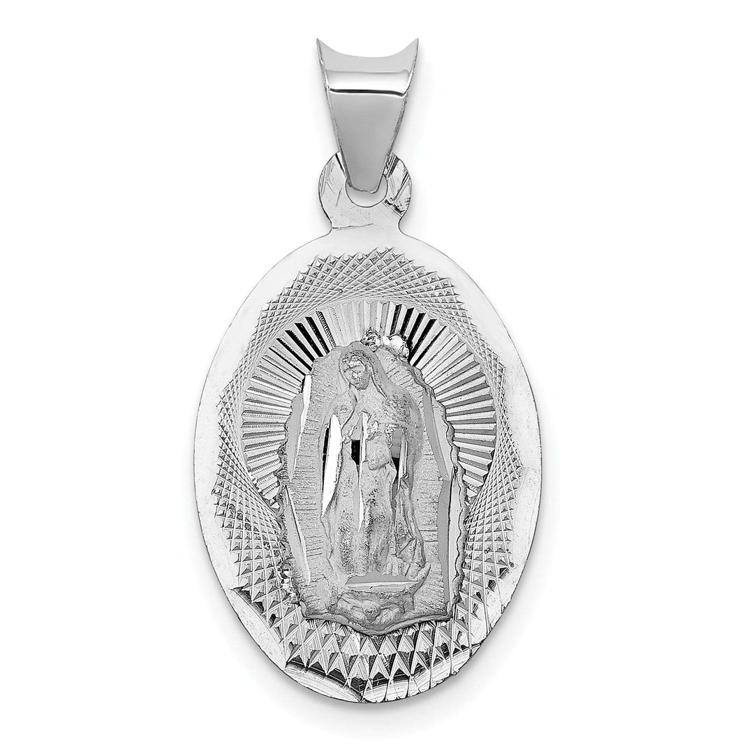 14k White Gold Our Lady of Guadalupe Oval Charm