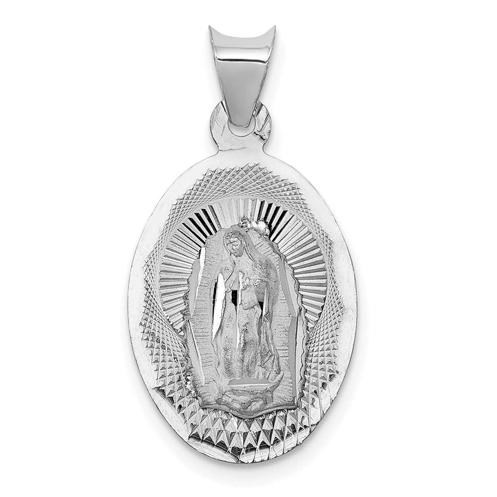 14k White Gold Our Lady of Guadalupe Oval Charm