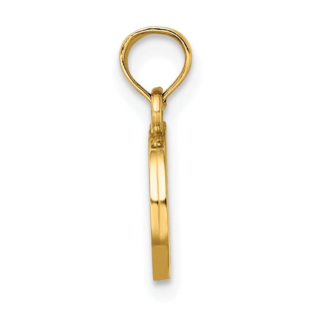 14K Yellow Gold Block Design Small Letter D Initial Charm Pendant