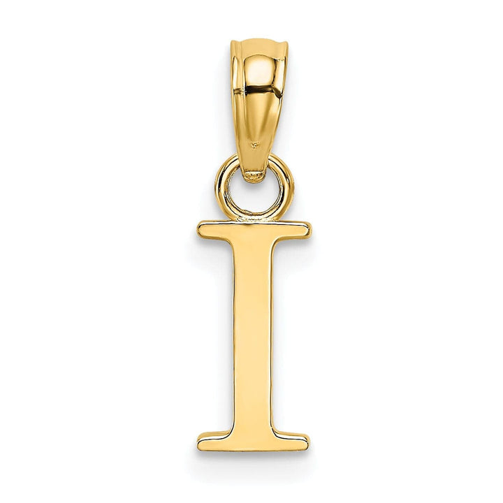 14K Yellow Gold Block Design Small Letter I Initial Charm Pendant