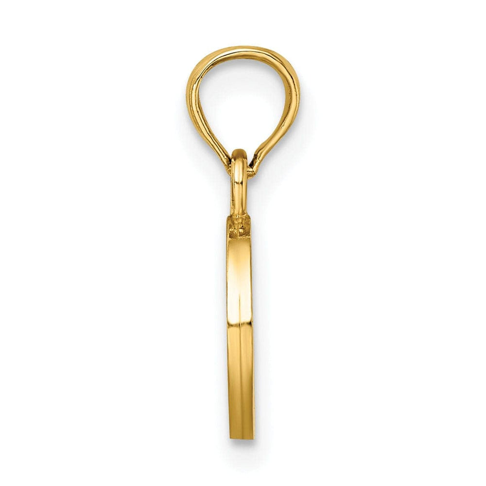 14K Yellow Gold Block Design Small Letter O Initial Charm Pendant