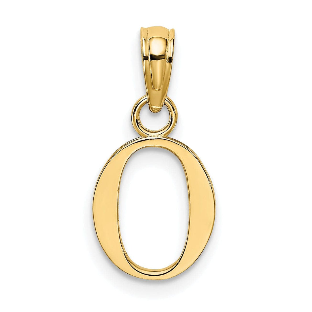 14K Yellow Gold Block Design Small Letter O Initial Charm Pendant