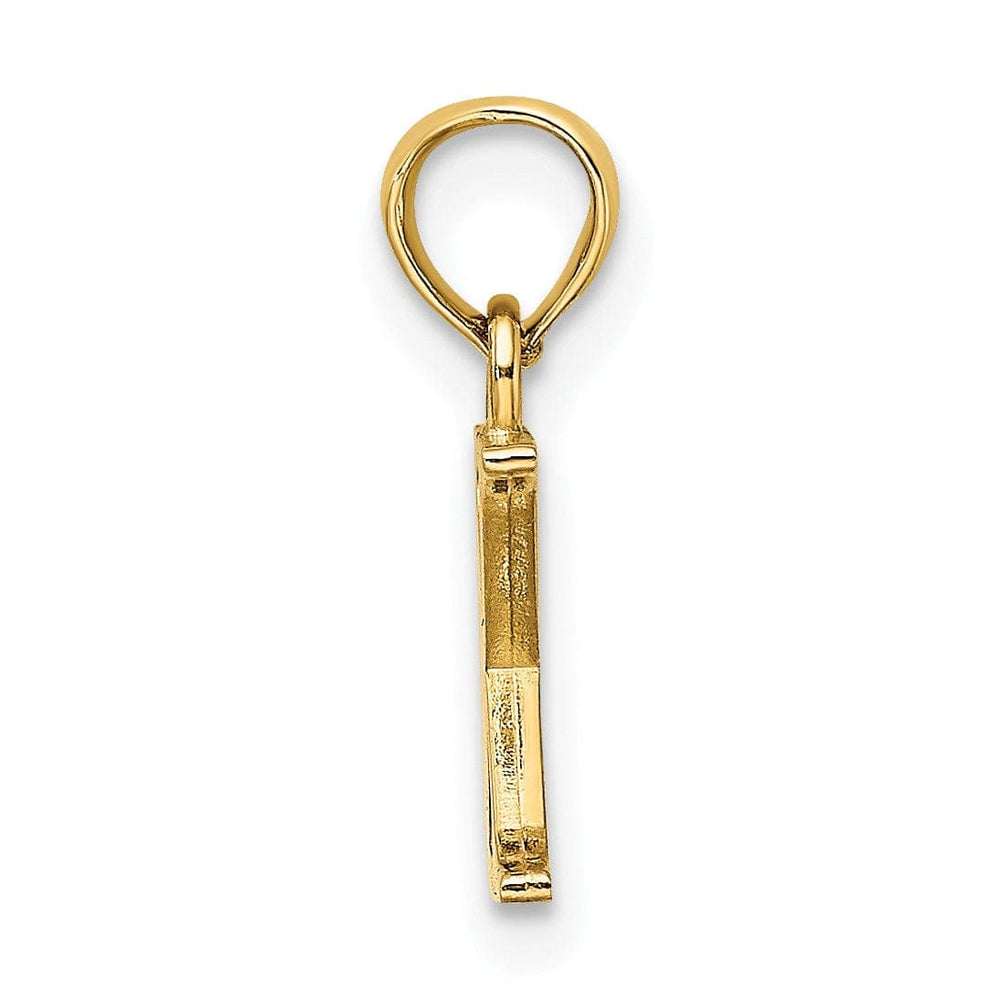 14K Yellow Gold Block Design Small Letter X Initial Charm Pendant