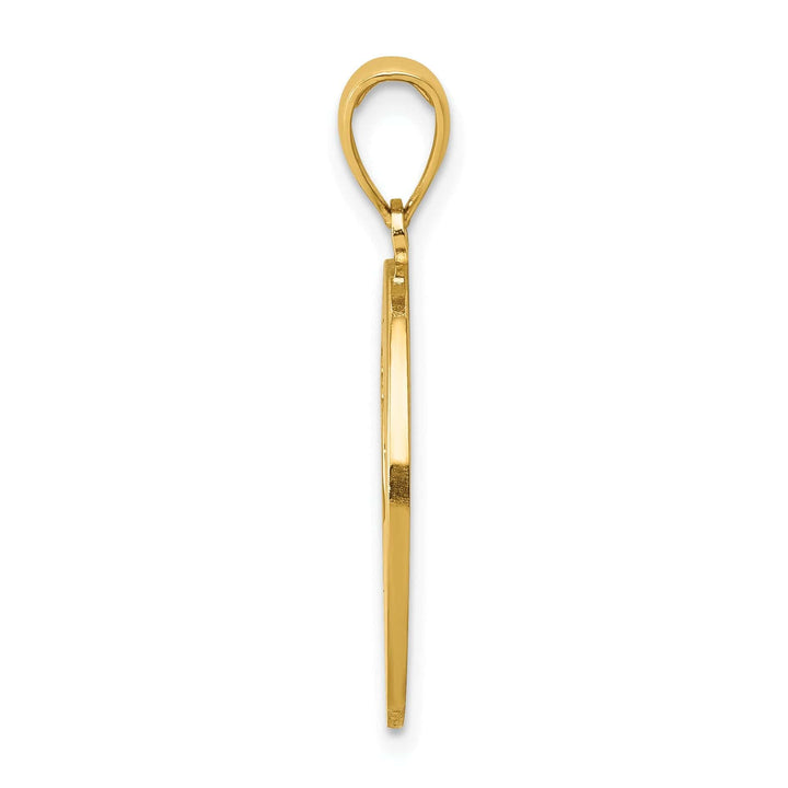 14K Yellow Gold Polished Finish Flat Back Circle Shape MY BEST FRIEND with Dog Charm Pendant