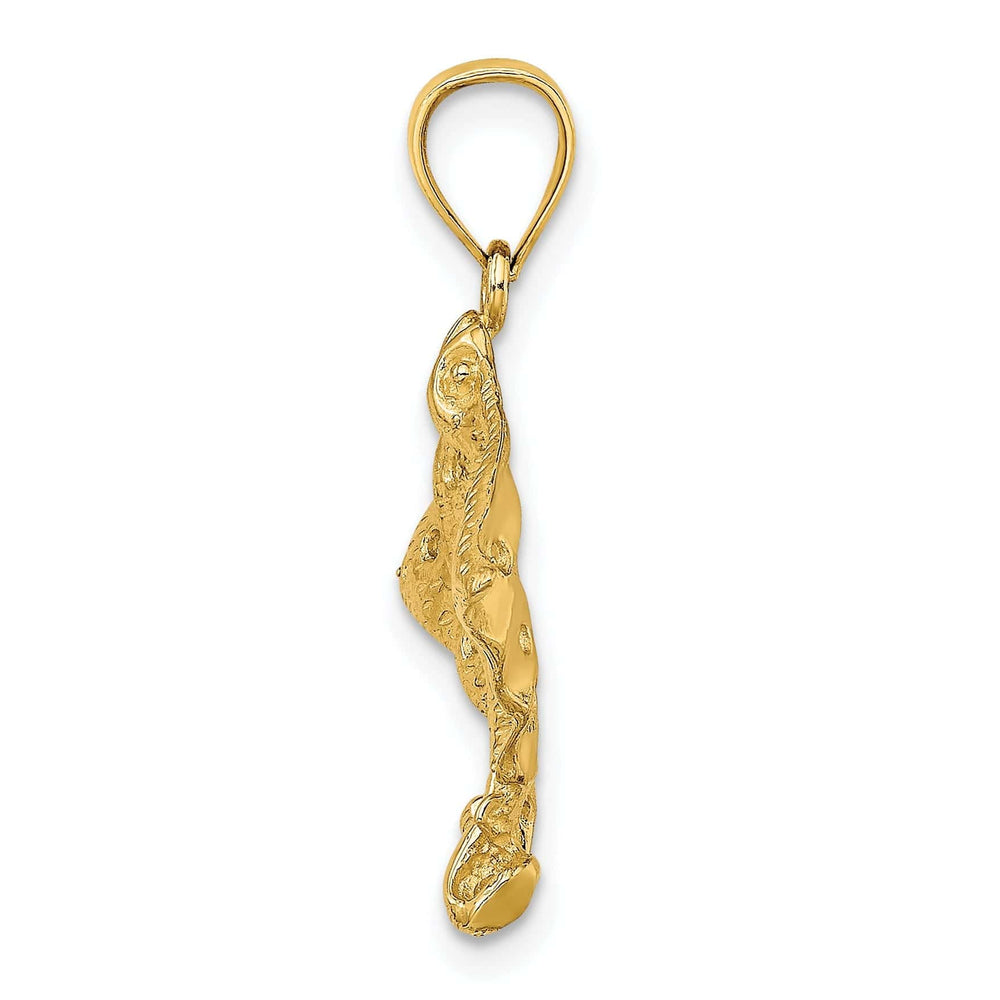 14K Yellow Gold Polished Finish Casted Solid Spotted Eagle Ray with Holes Charm Pendant