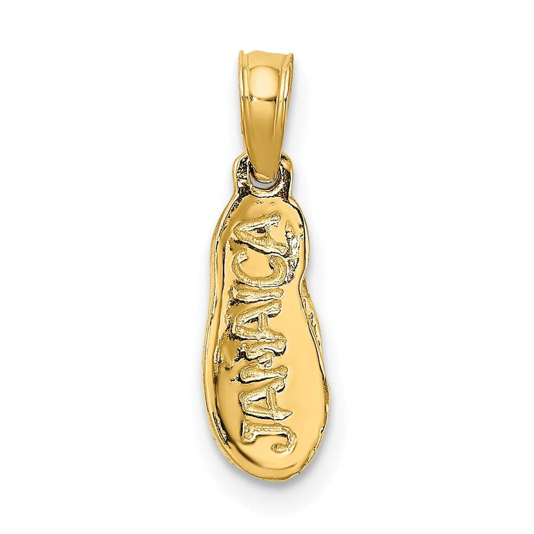 14k Yellow Gold Polished Textured Finish 3-Dimensional JAMAICA Flip-Flop Sandle Charm Pendant