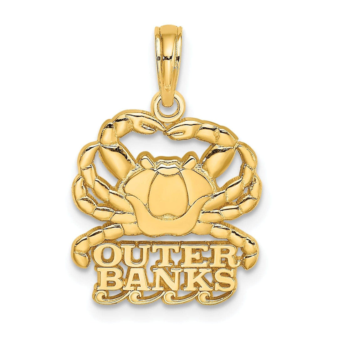 14K Yellow Gold Polished Finish OUTER BANKS Under Sea Crab Charm Pendant