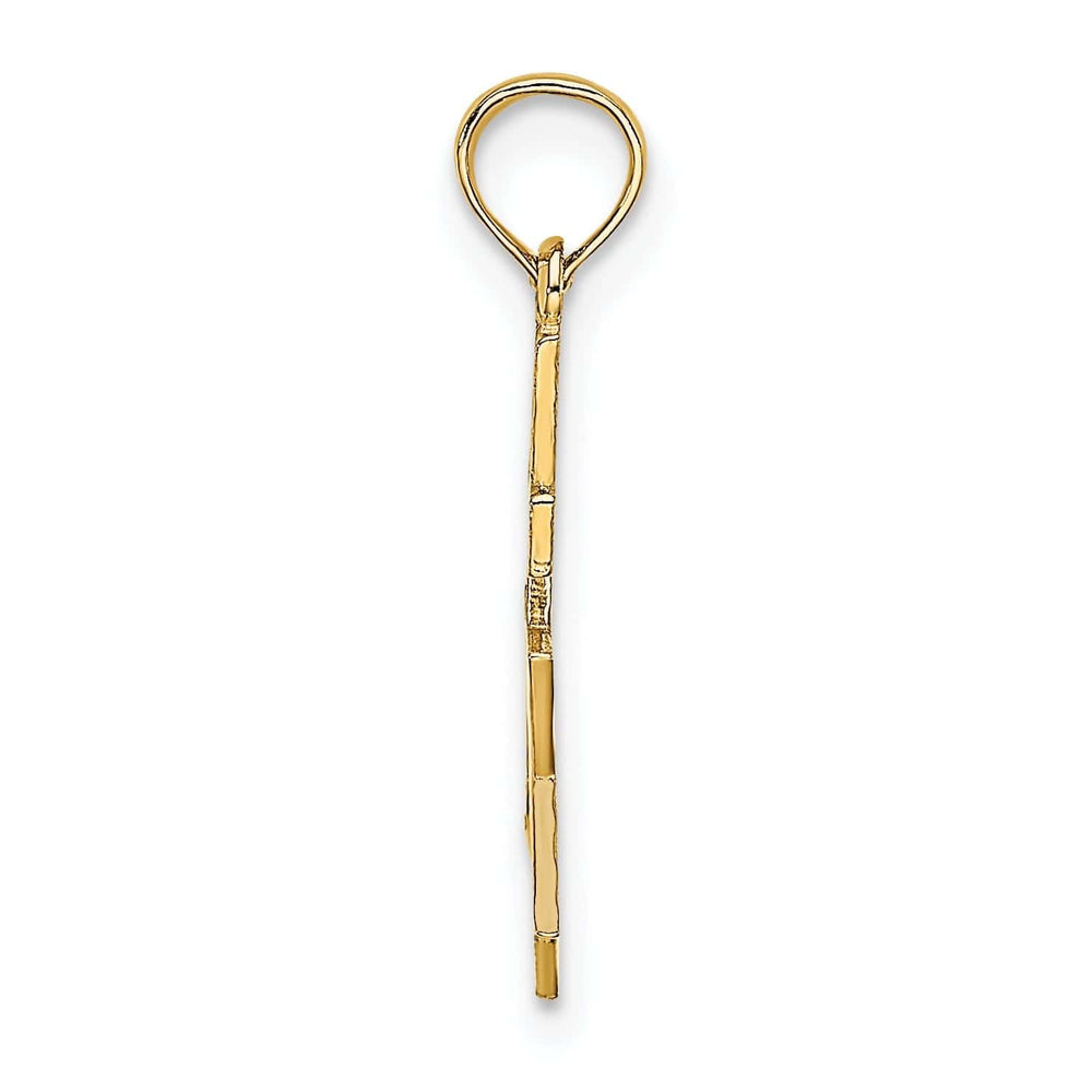 14K Yellow Gold Polish Texture Finish Star Of David and Cross Pendant