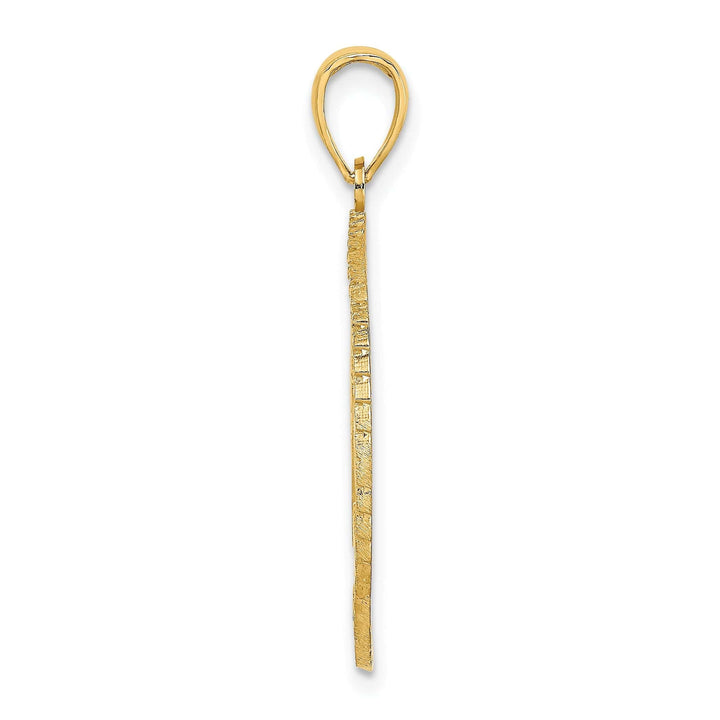 14K Yellow Gold Polished Textured Finish BAHAMAS Crest In Round Frame Design Charm Pendant