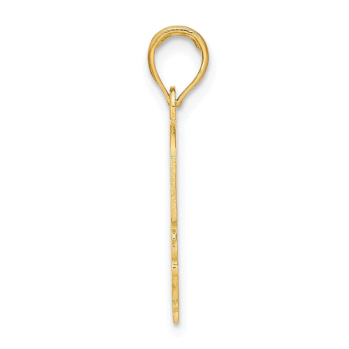 14K Yellow Gold Flat Back Polished Finish MOMMY'S GIRL In Lace Trim Heart Design with Banner Sign Charm Pendant