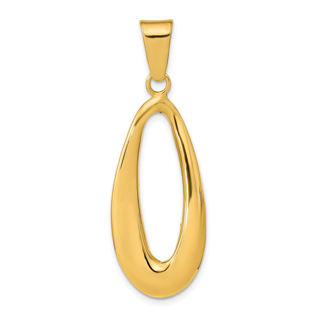 14k Yellow Gold Polished Finish Hollow Italy Oval Shape Design Pendant