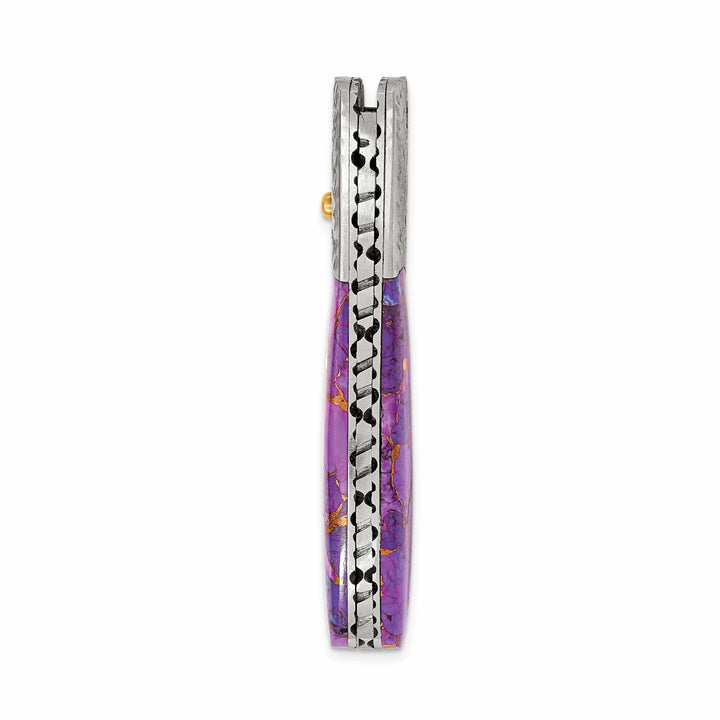 Damascus Steel 256 Layer Purple Stone Handle Folding Blade Knife