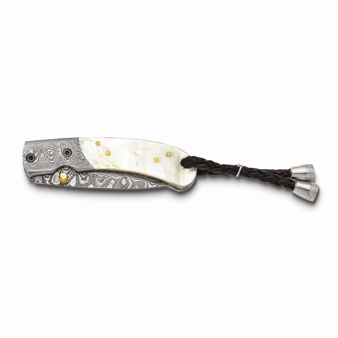 Damascus Steel 256 Layer Folding Blade Mother of Pearl Handle Knife