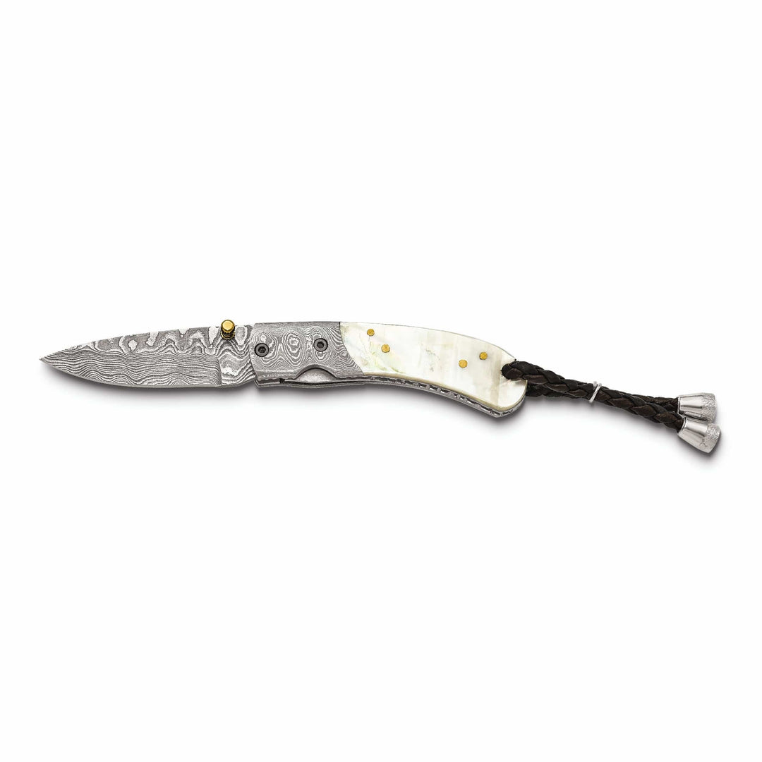 Damascus Steel 256 Layer Folding Blade Mother of Pearl Handle Knife