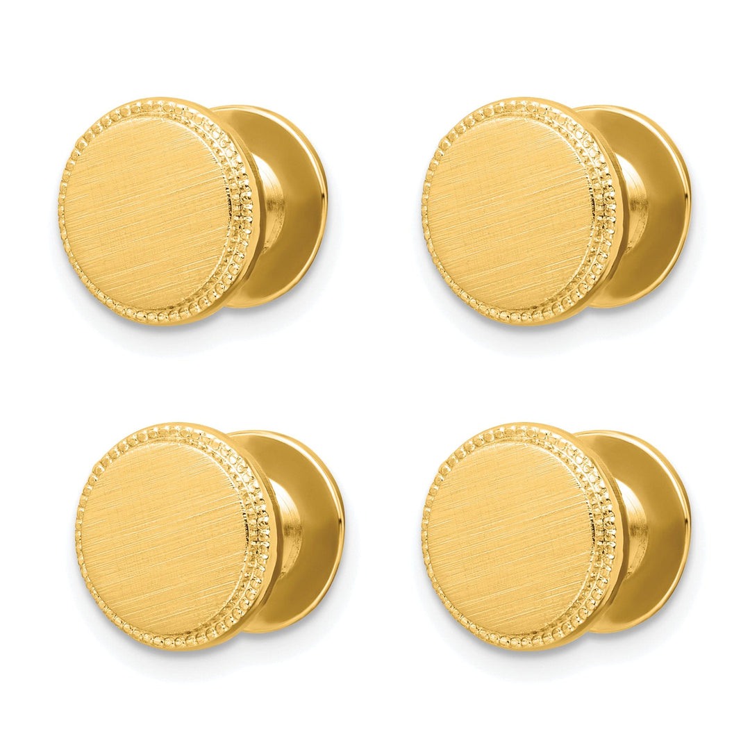 Gold Plated Four Piece Beaded Tuxedo Studs