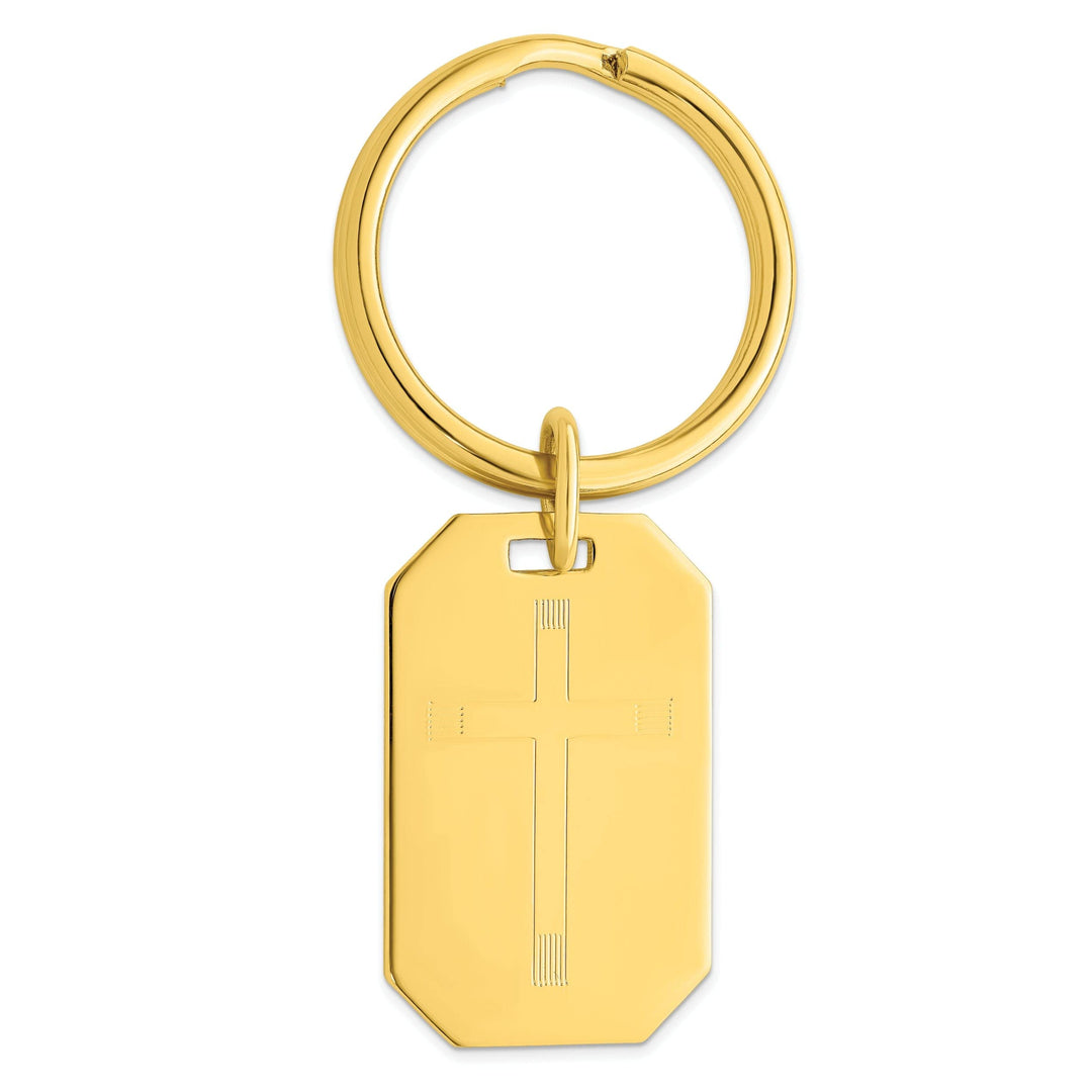 Gold Plated Cross Engravable Key Ring