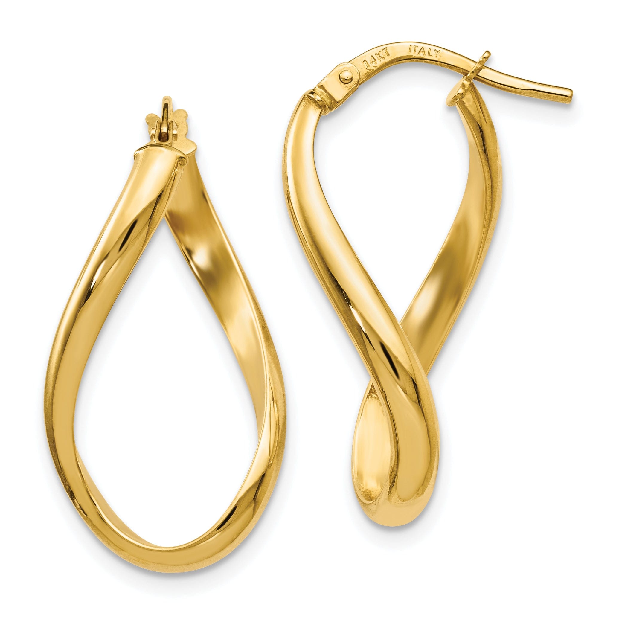 14k Yellow Gold Oval Twisted Hoop Earrings