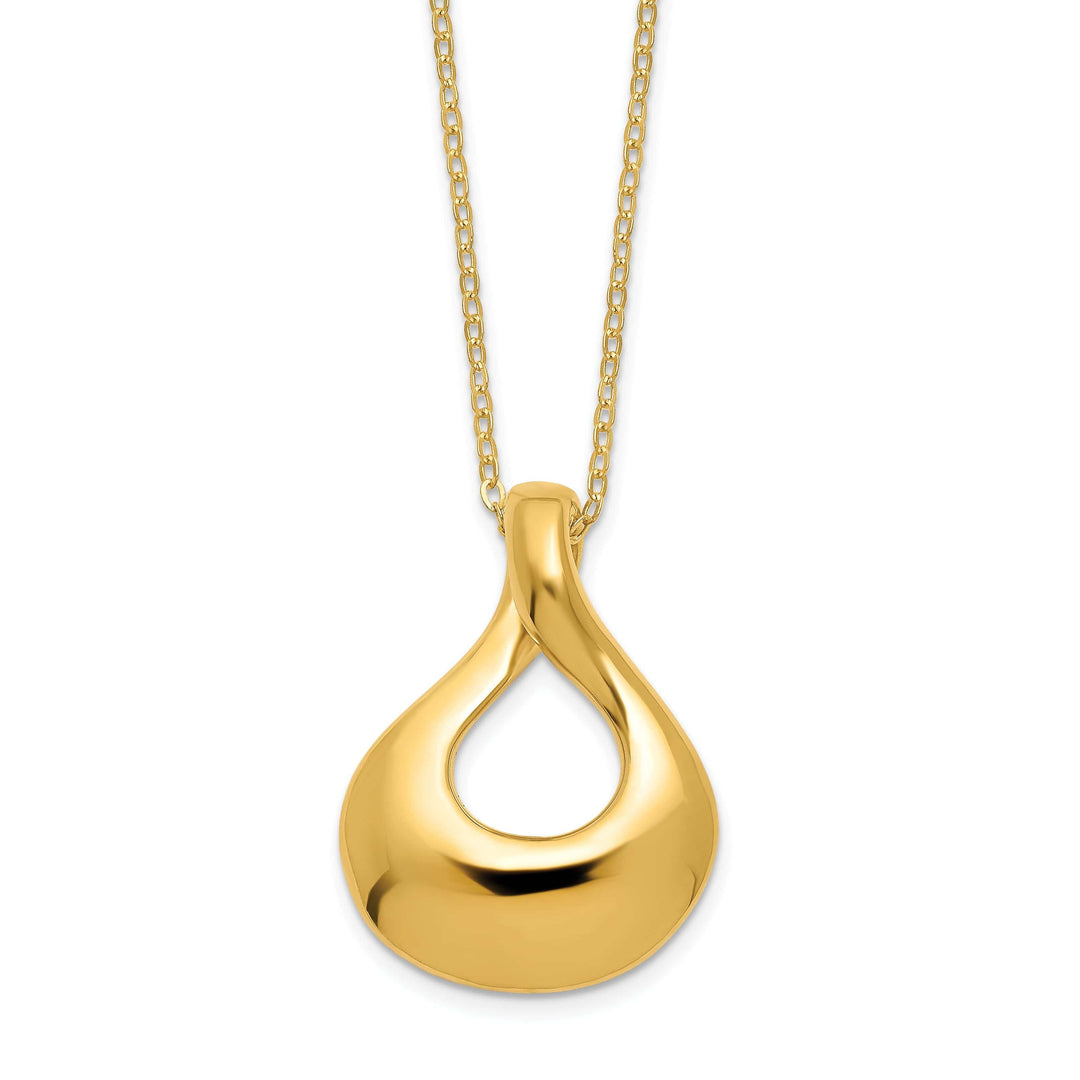 14k Yellow Gold Polished Tear Drop Necklace