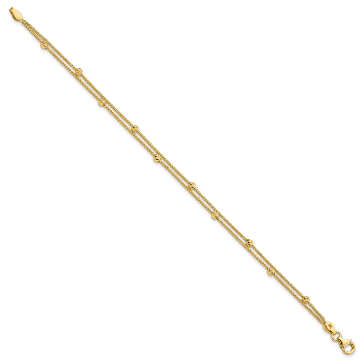 14k Yellow Gold Polished 2 Strand Bracelet
