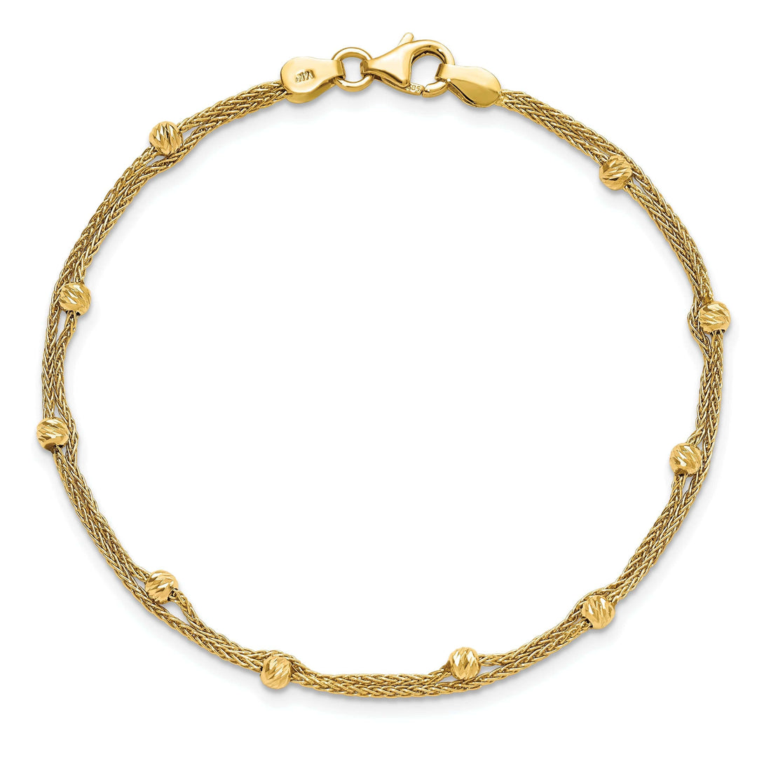 14k Yellow Gold Polished 2 Strand Bracelet