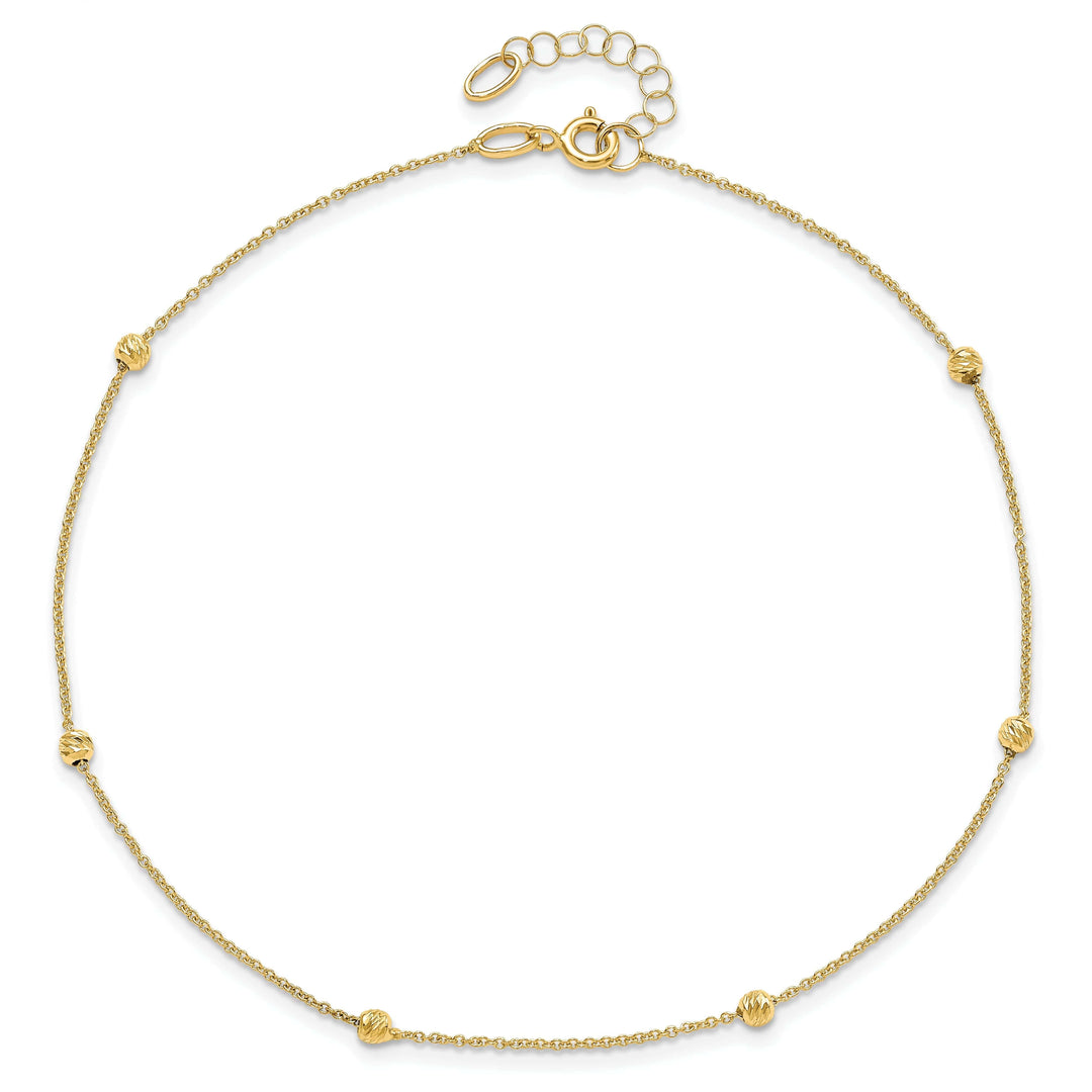 14k Yellow Gold Polished with 1 in ext. Anklet