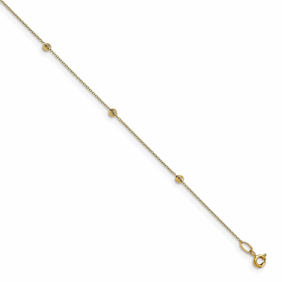 14k Yellow Gold Polished with 1 in ext. Anklet