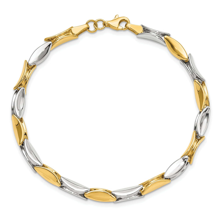14k Two Tone Gold Polished Fancy Link Bra