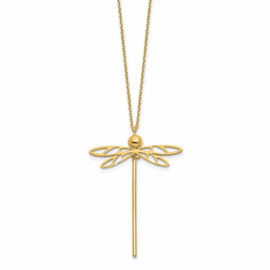 14k Yellow Gold Polished Dragonfly Necklace