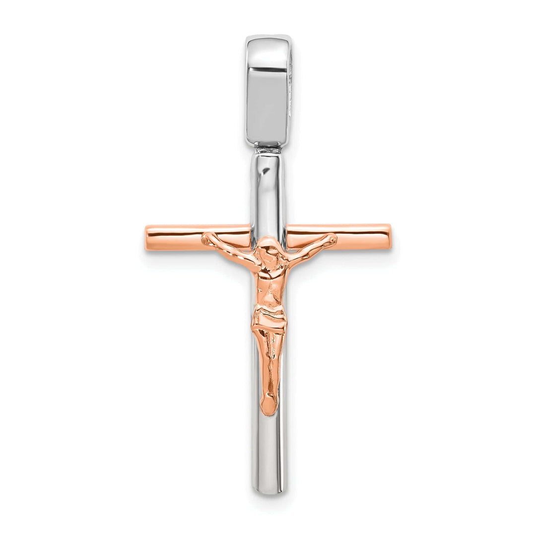 14k Two Tone Gold Crucifix Pendant